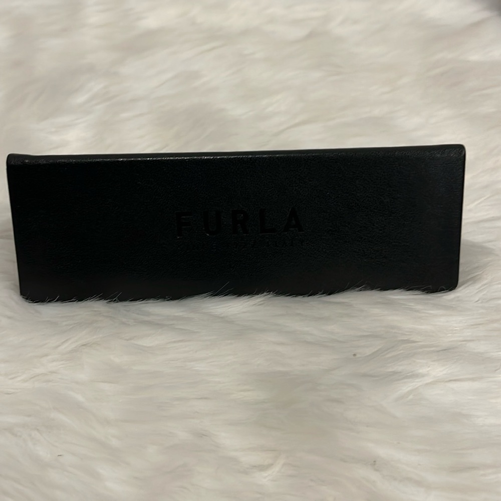 FURLA Black Leather Velour Eyeglass Case